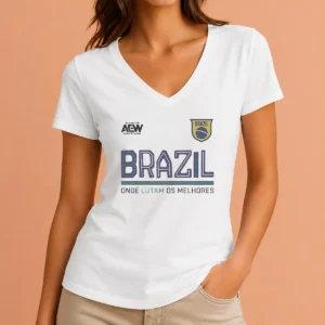 Funny AEW Tournament Soccer Collection Brazil Onde Lutam Os Melhores V-Neck Shirt