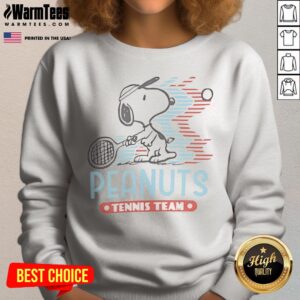Snoopy Peanuts Tennis Team sweatshirt featuring a playful design with Snoopy and tennis elements.