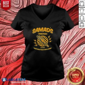 Pretty Samads Spark Plugs Every Rally Starts With A Spark V-Neck Shirt