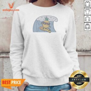 Official Top Cool Pineapple Wearing Sunglasses Surfing On Pizza Slice Ocean Wave Cartoon Sweatshirt