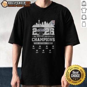 Top 2026 NBA Western Conference Champions San Antonio Spurs City Skyline Shirt featuring a vibrant city skyline design.
