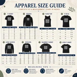 Size chart for Funny Yeat 2093 Parental Advisory Explicit Content Album Cover with measurements in inches and cm