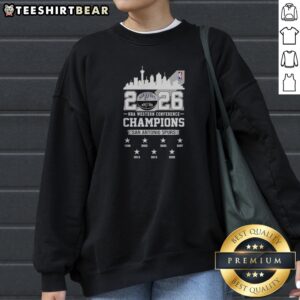 Official 2026 NBA Western Conference Champions San Antonio Spurs City Skyline Sweatshirt featuring a vibrant city skyline design.