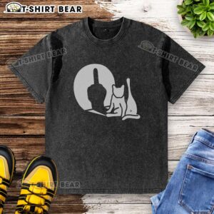 Trendy Top-What-Cat-Fxxk-Washed T-Shirt displayed on a wooden background, perfect for casual outfits and cat lovers.
