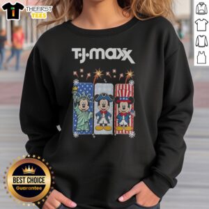 Awesome TJ Maxx Mickey Mouse Disney USA Patriotic Celebration Sweatshirt showing front design on cozy cotton blend fabric