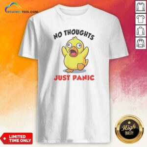 Funny No Thoughts Just Panic Duck Cartoon Anxiety Humor shirt optimized on a unisex crew neck tee