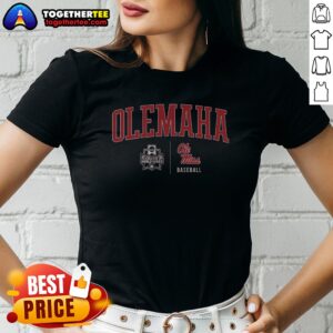 Awesome Ole Miss Baseball Olemaha Ladies shirt in navy blue with bold red and white team logo