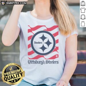 Awesome Pittsburgh Steelers American Heritage Wordmark Ladies Shirt featuring bold team colors and logo.