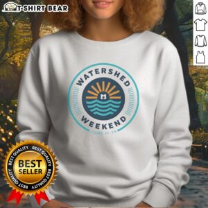 Hot Watershed Weekend June 11 14 Logo Sun Water Icon Nature Outdoors Minimalist Sweatshirt featuring a vibrant design.