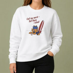 Good Orange Cat Relaxing At The Beach Call My Work Tell Them I Died Sweater