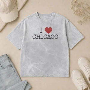 Nice I Love Chicago Heart Washed T-Shirt