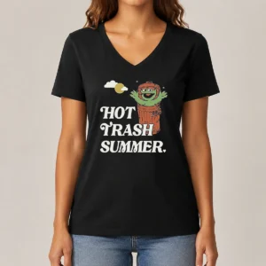Pretty Vintage Oscar The Grouch Trash Can Hot Trash Summer V-Neck Shirt