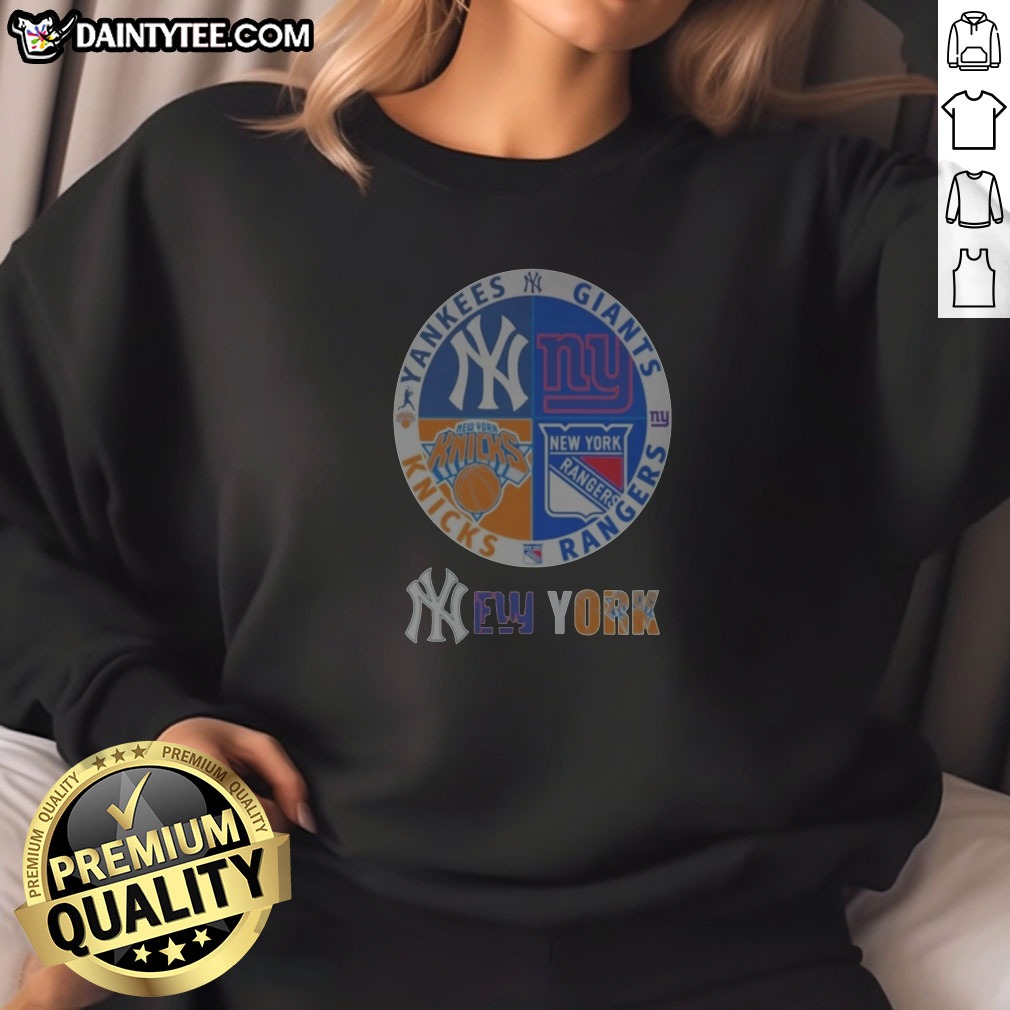 new-york-yankees-knicks-rangers-giants-4-teams-sports-logo-sweatshirt New York Yankees Knicks Rangers Giants 4 Teams Sports Logo Sweatshirt in navy blue with crew neck and long sleeves