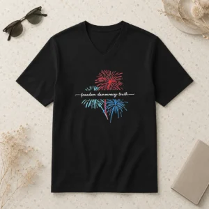 Pretty Freedom Democracy Truth FDT Anti Trump Firework 250th Anniversary USA July 4th V-Neck Shirt