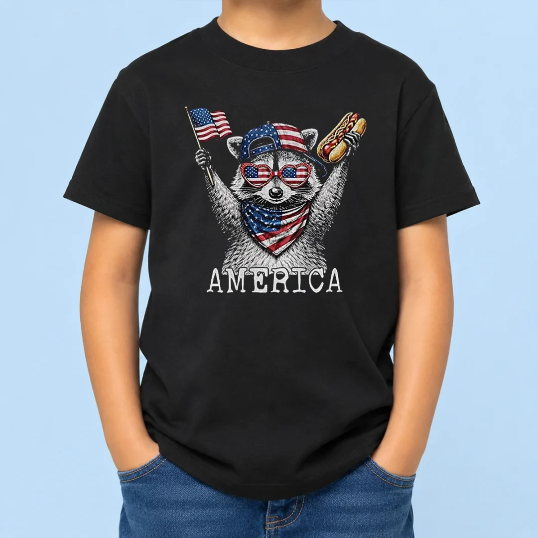 nice-america-raccoon-hot-dog-4th-of-july-patriotic-usa-animal-2026-kids-t-shirt Nice America Raccoon Hot Dog 4th Of July Patriotic USA Animal 2026 Kids T-Shirt
