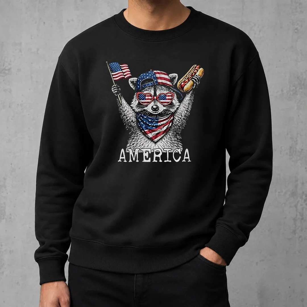 nice-america-raccoon-hot-dog-4th-of-july-patriotic-usa-animal-2026-sweater Nice America Raccoon Hot Dog 4th Of July Patriotic USA Animal 2026 Sweater