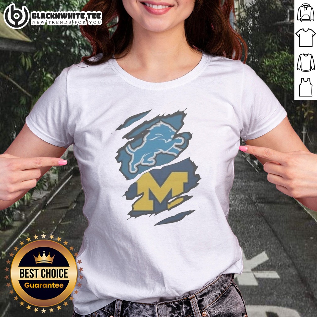 Nice Detroit Lions Michigan Wolverines Combined Logo Graphic Apparel Ladies Shirt Nice Detroit Lions Michigan Wolverines Combined Logo Graphic Apparel Ladies Shirt featuring team logos