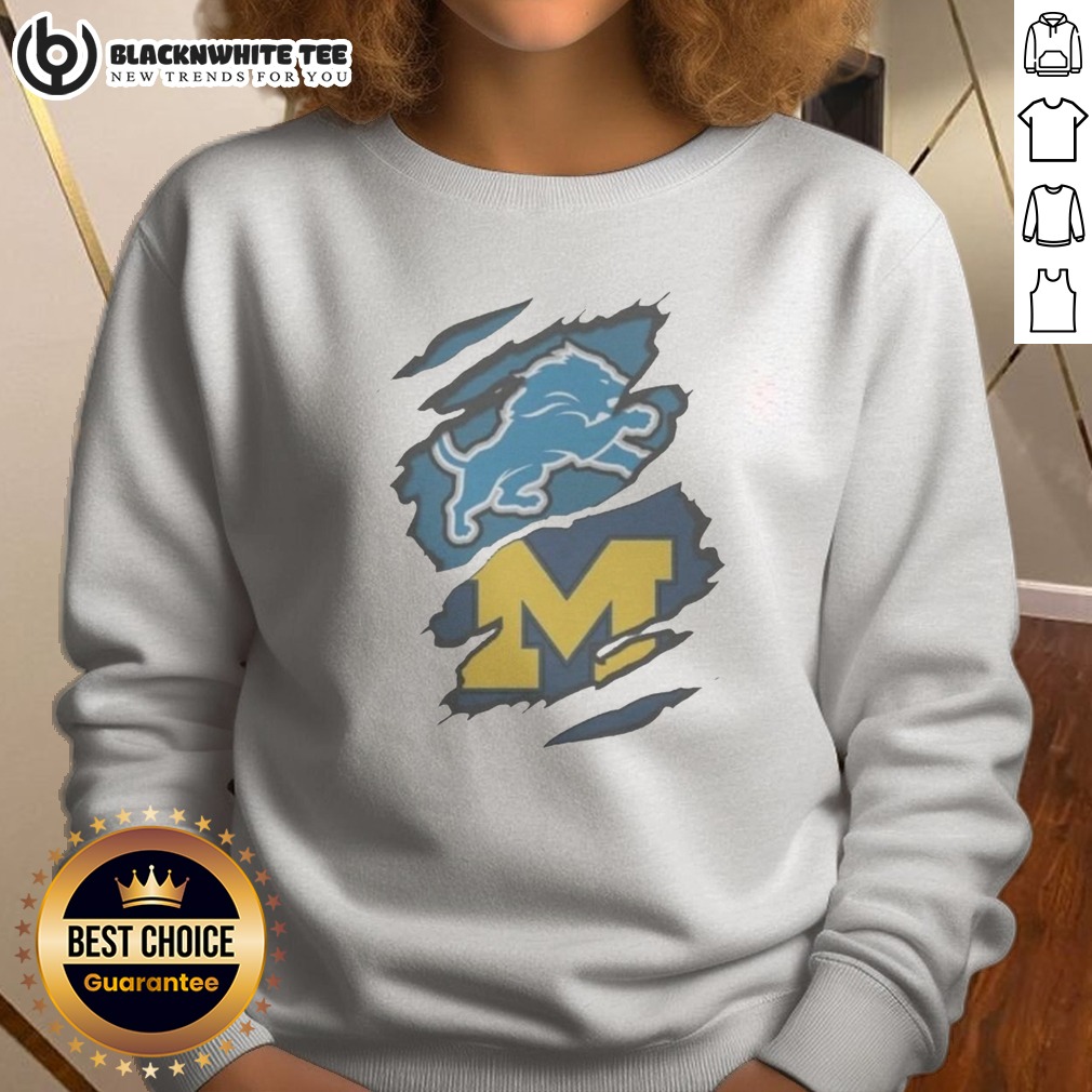 Nice Detroit Lions Michigan Wolverines Combined Logo Graphic Apparel Sweatshirt Sweashirt Nice Detroit Lions Michigan Wolverines Combined Logo Graphic Apparel Sweatshirt featuring bold team logos