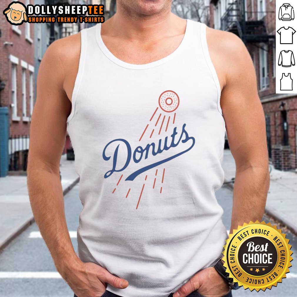 nice-donuts-mlb-style-logo-tank-top Nice Donuts MLB Style Logo Tank Top featuring a bold donut-themed baseball logo on a comfortable sleeveless cotton tank