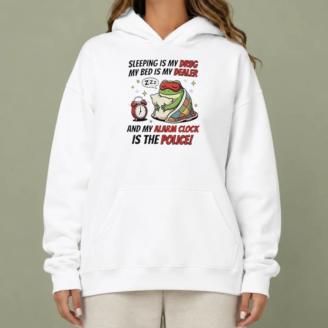 nice-frog-sleeping-is-my-drug-my-bed-is-my-dealer-and-my-alarm-clock-is-the-police-hoodie Nice Frog Sleeping Is My Drug My Bed Is My Dealer And My Alarm Clock Is The Police Hoodie