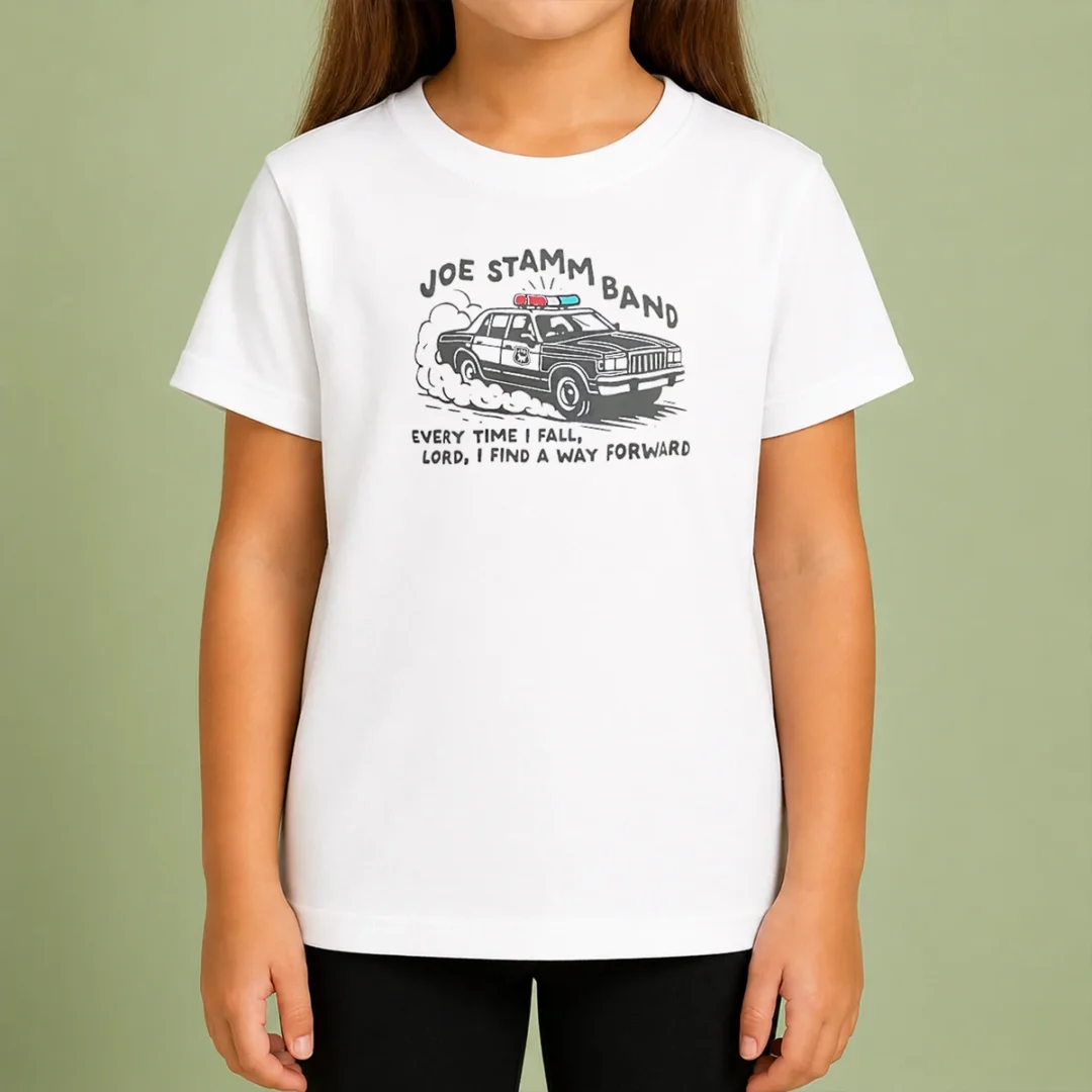 nice-joe-stamm-band-every-time-i-fall-lord-i-find-a-way-forward-police-car-kids-t-shirt Nice Joe Stamm Band Every Time I Fall Lord I Find A Way Forward Police Car Kids T-Shirt