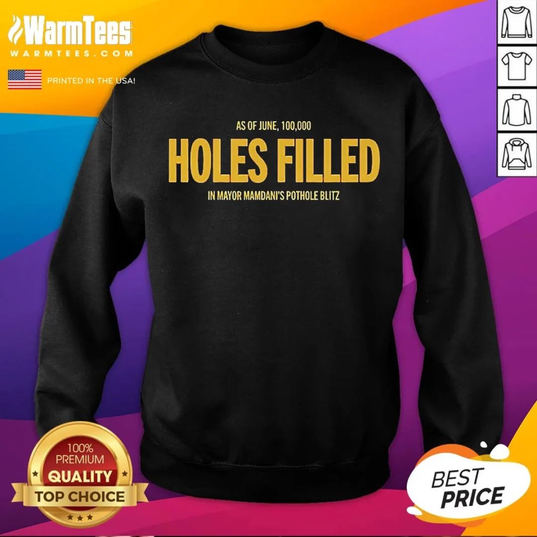 nice-mayor-mamdani-pothole-blitz-as-of-june-100000-holes-filled-sweatshirt Nice Mayor Mamdani Pothole Blitz As Of June 100000 Holes Filled Sweatshirt in dark gray, showing front view with bold white text
