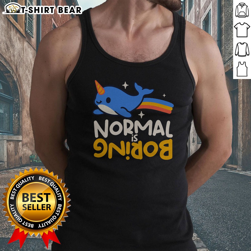 nice-normal-is-boring-narwhal-tank-top Nice Normal Is Boring Narwhal Tank Top featuring a playful narwhal graphic for fun summer wear