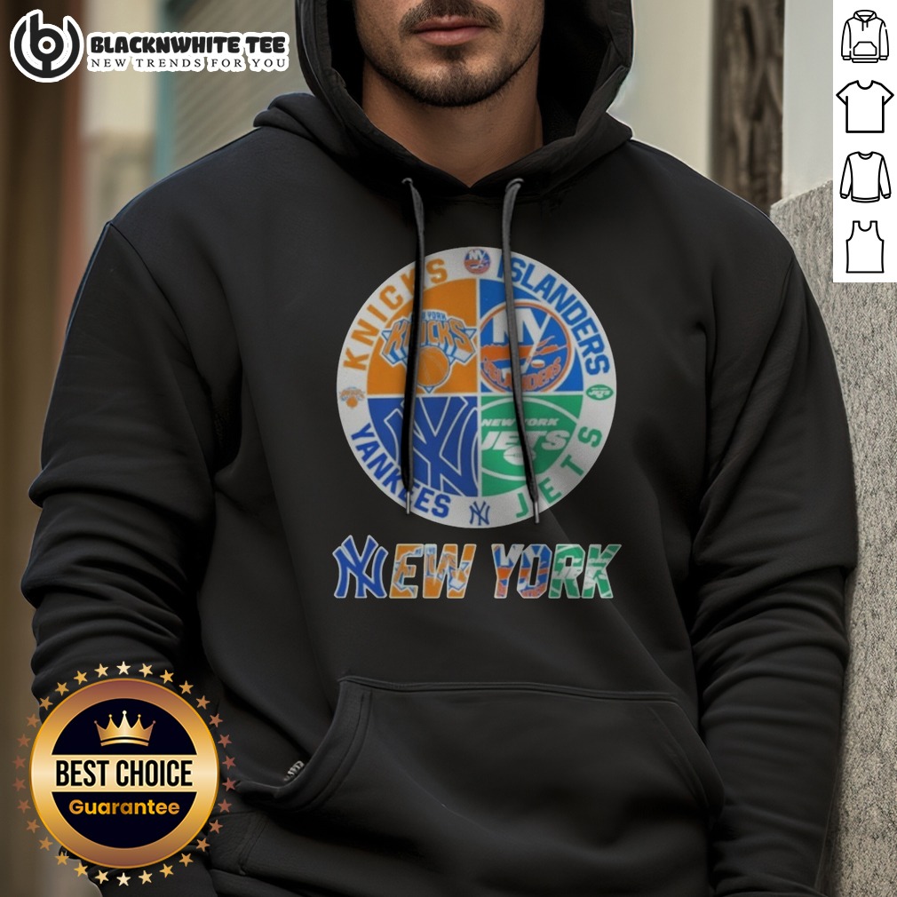 Nice Original New York Yankees Knicks Islanders Jets 4 Teams Sports Logo Hoodie Nice Original New York Yankees Knicks Islanders Jets 4 Teams Sports Logo Hoodie