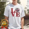 Nice Redcar Athletic Football Club Love Logo Emblem Football Sport Fan Soccer Club Shirt displayed in vibrant red