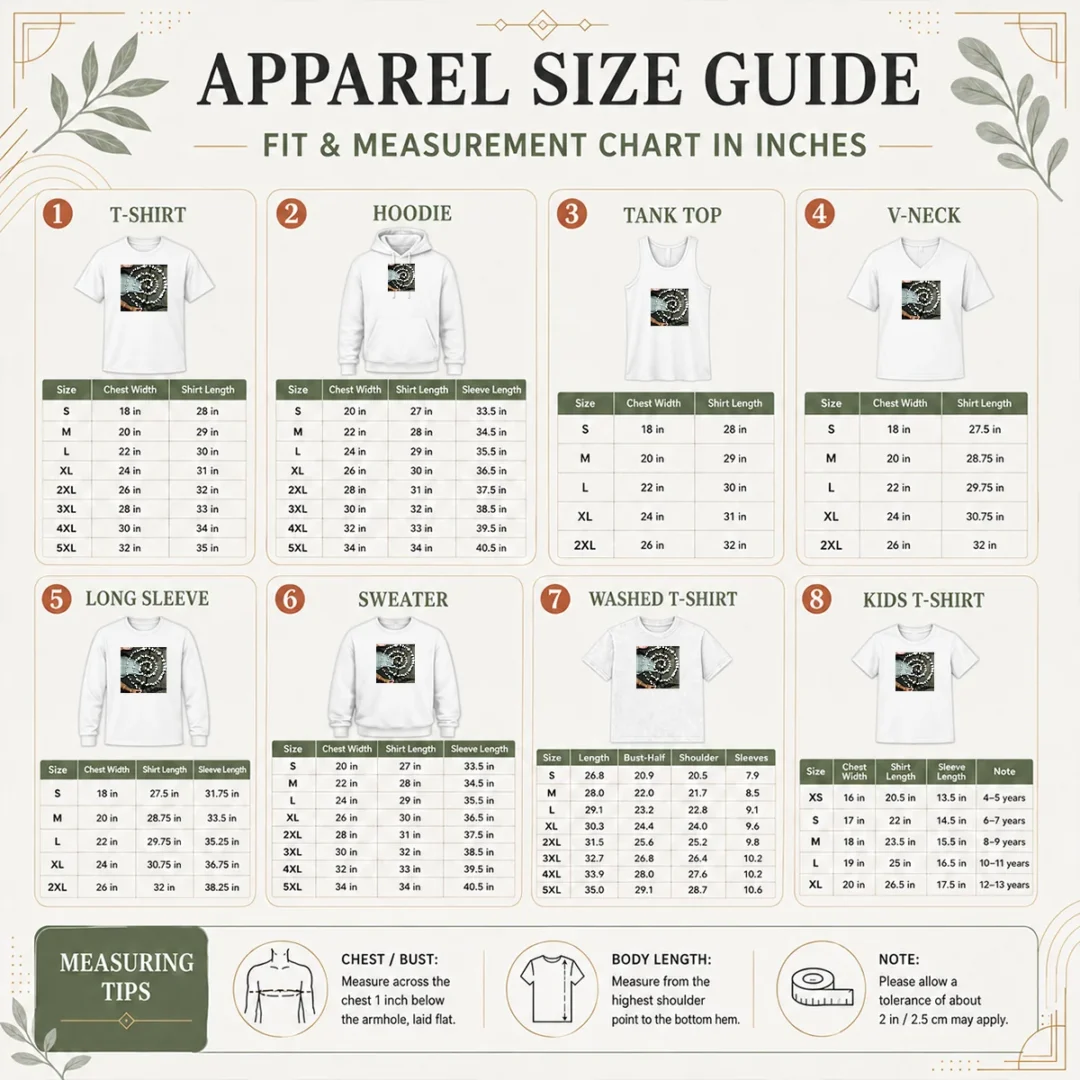 nice-run-for-cover-records-fiddlehead-baby-ill-change-size-chart Size chart for Nice Run For Cover Records Fiddlehead Baby Ill Change with measurements in inches and cm