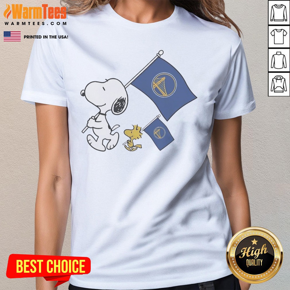 nice-snoopy-and-woodstock-holding-golden-state-warriors-flags-to-cheer-ladies-tee Nice Snoopy And Woodstock Holding Golden State Warriors Flags To Cheer ladies tee mockup featuring vibrant colors and fun graphics