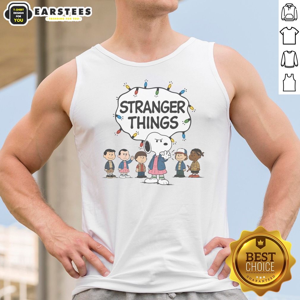 nice-snoopy-eleven-peanuts-stranger-things-characters-and-lights-tank-top Nice Snoopy Eleven Peanuts Stranger Things Characters And Lights tank top featuring vibrant character graphics.