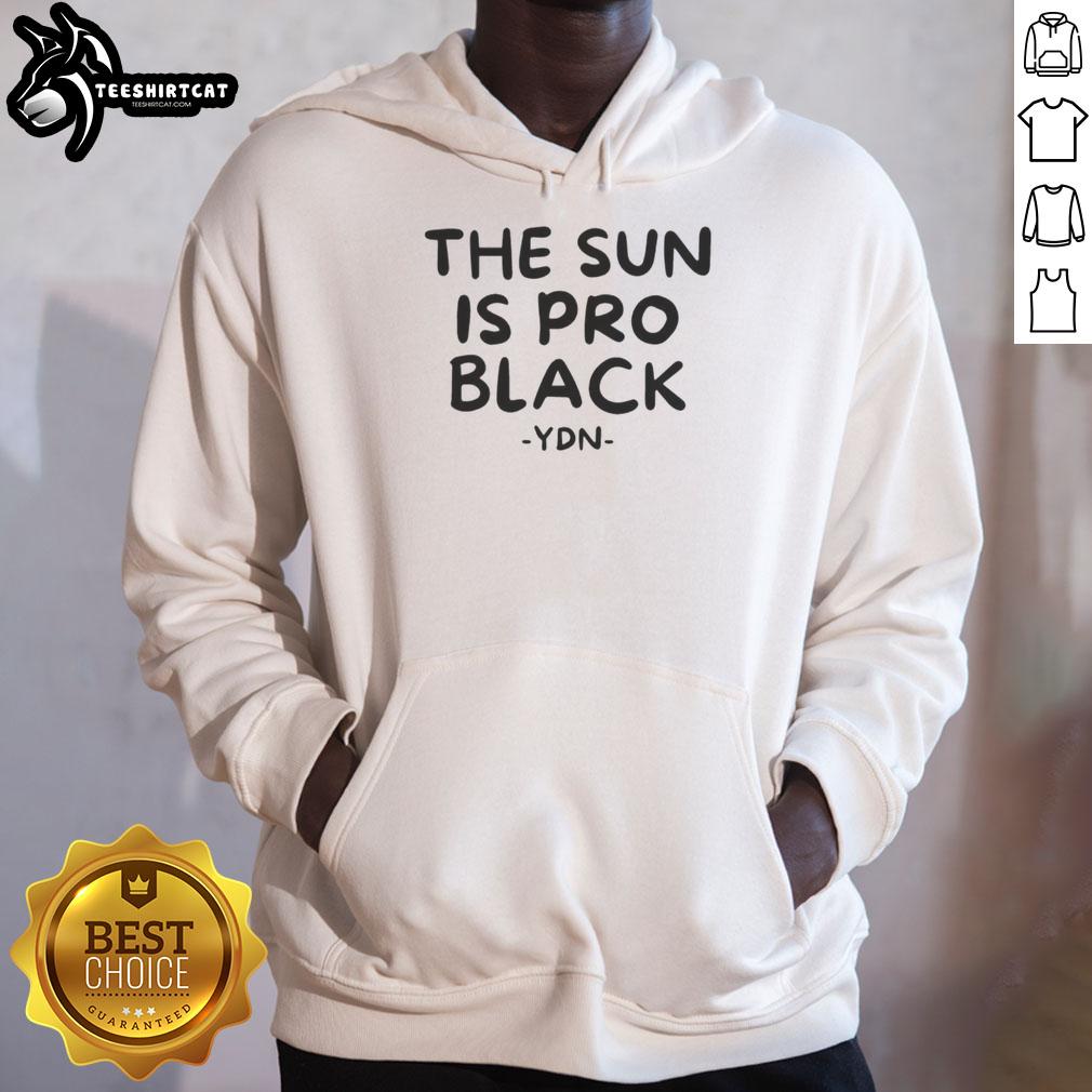 nice-the-sun-is-pro-black-ydn-hoodie Stylish Nice-The-Sun-Is-Pro-Black-Ydn-Hoodie on a model, showcasing a trendy streetwear look perfect for casual outings.