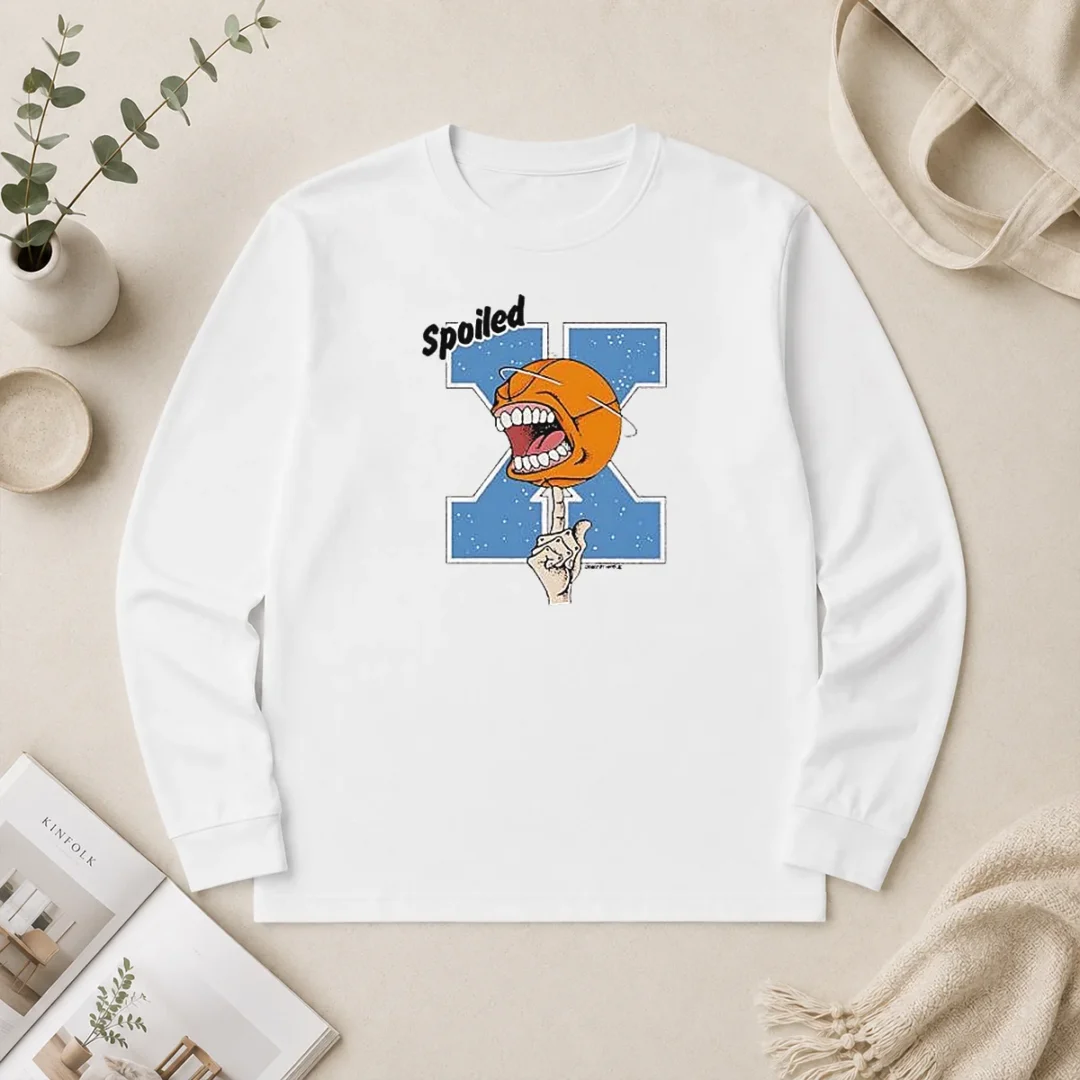 Nice Xavier Musketeers Basketball Spoiled Screaming Long Sleeve Nice Xavier Musketeers Basketball Spoiled Screaming Long Sleeve Shirt showing front graphic design on a comfortable cotton fabric