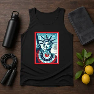 Pretty Our America Time Magazine July 6 2026 tank top featuring a bold graphic print on a sleeveless shirt