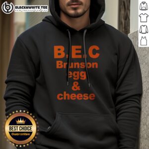 Hot Jalen Brunson New York Knicks B.E.C Brunson Egg And Cheese Hoodie featuring a vibrant sports design.
