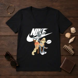 Nice Nike Bugs Bunny Spanking Lola V Neck Shirt featuring a classic cartoon graphic on a comfortable lightweight fabric