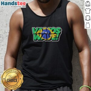 Top Brazil Vamos Wave Ordem E Progresso Tank top featuring a vibrant wave design