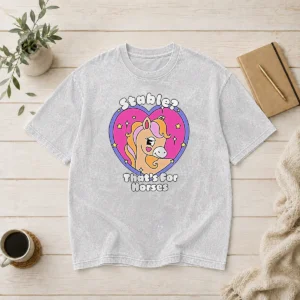 Awesome Stable Thats For Horses Horse Pun Funny Animal Washed T-Shirt
