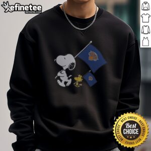 Premium Snoopy And Woodstock Holding New York Knicks Flags To Cheer sweatshirt featuring vibrant team colors.