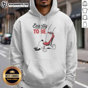 Pretty Cartoon Dog Red Heel Shoe Exactly To Be Where I Want To Be Hoodie featuring a playful cartoon dog design