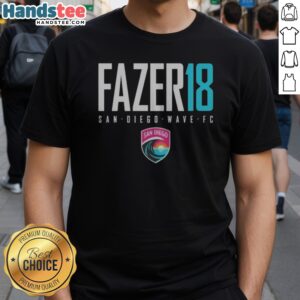 Good San Diego Wave FC Fazer18 Team Logo Graphic Soccer NWSL Apparel Shirt featuring vibrant team colors and logo.