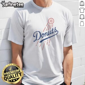 Pretty Donuts MLB Style Logo t shirt featuring a colorful baseball-inspired donut graphic on a comfortable cotton tee