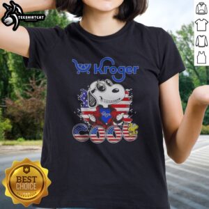 Good Snoopy Woodstock Kroger Peanuts Cool Ladies shirt featuring iconic Peanuts characters