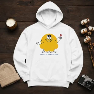Original Movies By Yourself Club Yellow Blob Character Holding A Red Candy Art Hoodie