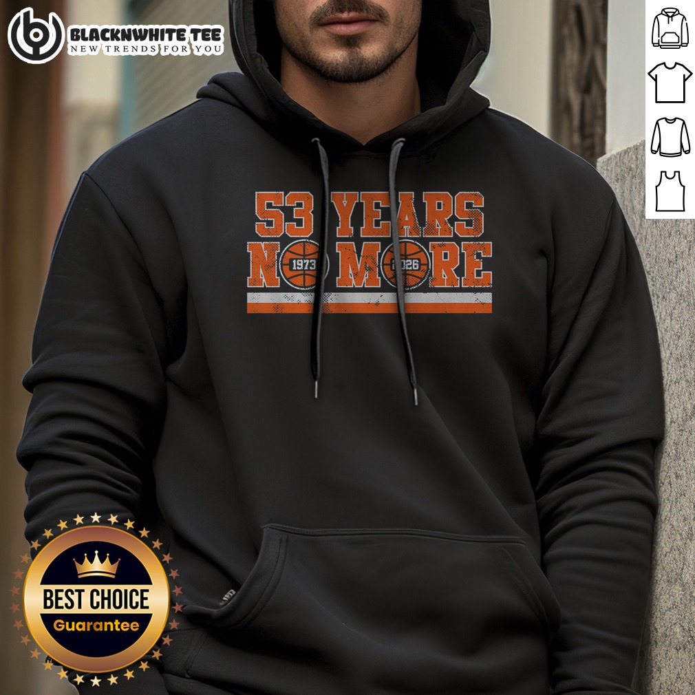 official-53-years-no-more-hoodie Official 53 Years No More Hoodie in charcoal gray with front pocket and drawstring hood