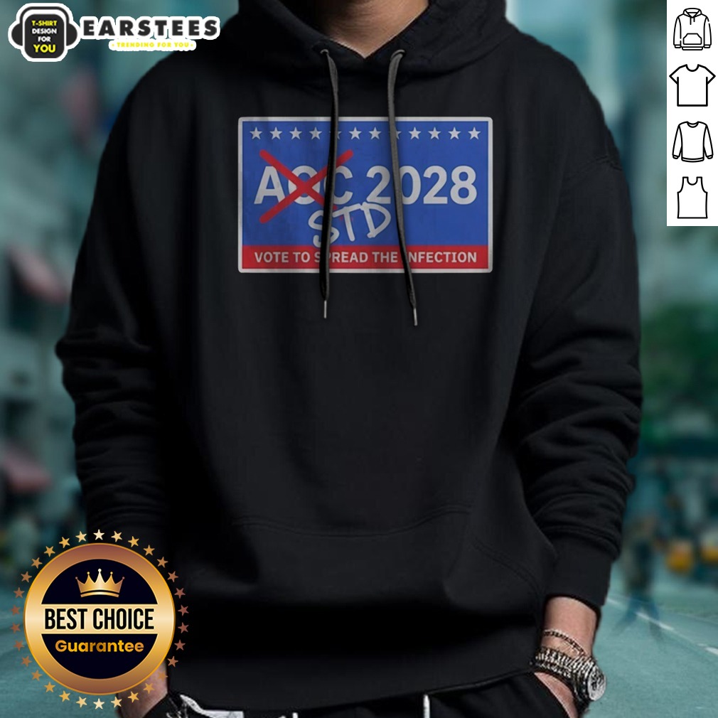 official-aoc-2028-std-vote-to-spread-the-infection-hoodie Official AOC 2028 STD Vote To Spread The Infection hoodie displayed on a model