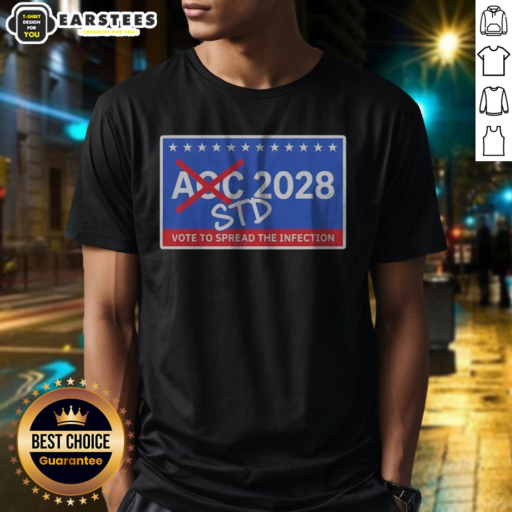 official-aoc-2028-std-vote-to-spread-the-infection-shirt Official AOC 2028 STD Vote To Spread The Infection shirt displayed on a neutral background