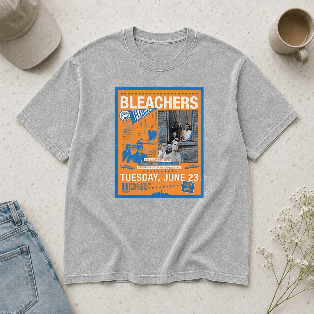 official-bleachers-jun-23-2026-new-york-ny-tour-poster-washed-t-shirt Official Bleachers Jun 23 2026 New York NY TOUR Poster Washed T-Shirt