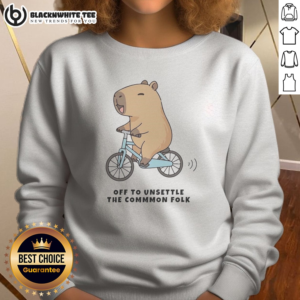 official-capybara-driving-bicycle-off-to-unsettle-the-common-folk-funny-meme-illustration-sweatshirt-sweashirt Official Capybara Driving Bicycle Off To Unsettle The Common Folk Funny Meme Illustration Sweatshirt in vibrant colors